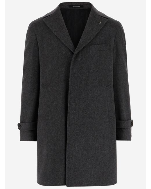 Tagliatore Reversible Wool Coat With Front Closure And Charm in Black für Herren
