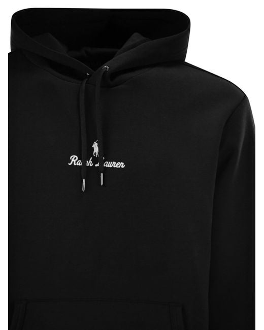 Polo Ralph Lauren Black Double Knit Hoodie for men