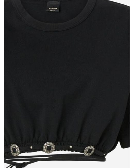 Pinko Black Cotton Top With Adjustable Drawstring