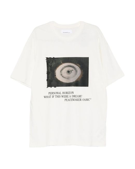 Oamc Peacemaker White Loose Fit Tshirt Landart 03 Print for men