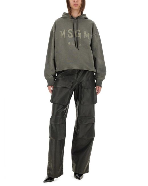 MSGM Black Cargo Pants for men