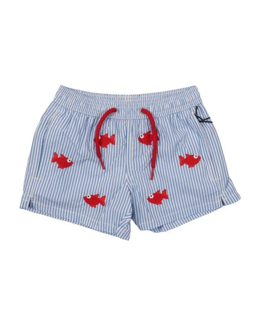 Mc2 Saint Barth Blue Jean Embroidery Seersucker Fish Stripes S 31