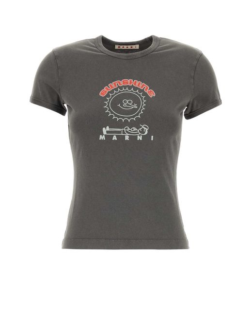 Marni Gray Graphic Crew Neck T-Shirt