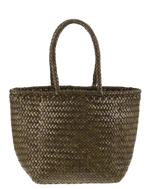 Dragon Brown Grace Basket Small Woven Leather Bag