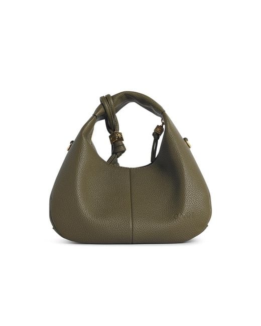 Ganni Green Eco Leather Mini Hobo Bag