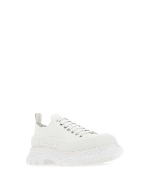 McQueen White Canvas Tread Slick Sneakers for men