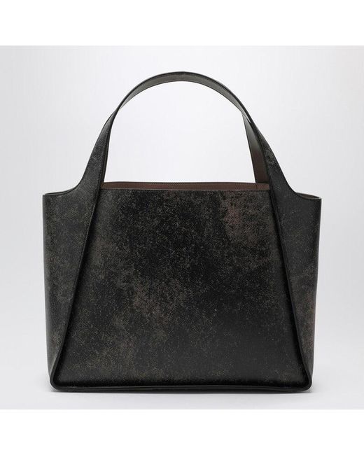 Stella McCartney Black Large Stella Logo Bag With Aged Effect