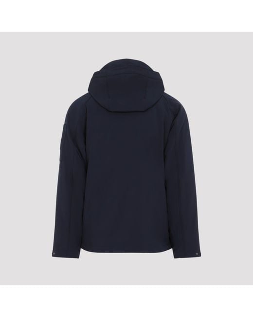 C P Company Blue Shell Padded Hooded Lens Jacket