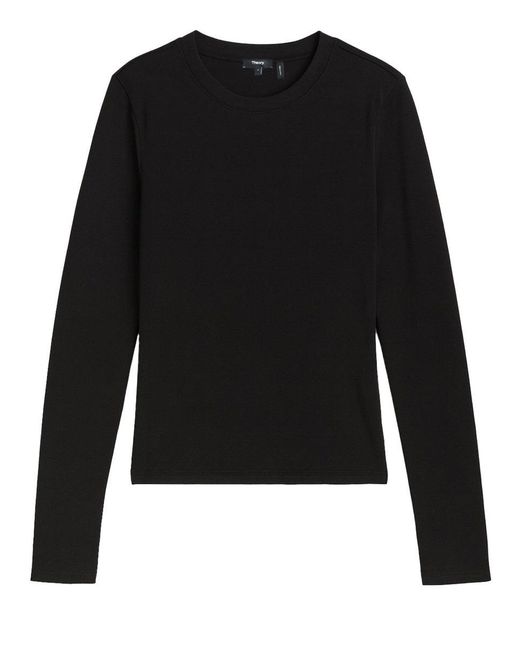 Theory Black Solid Crew Neck T-Shirt