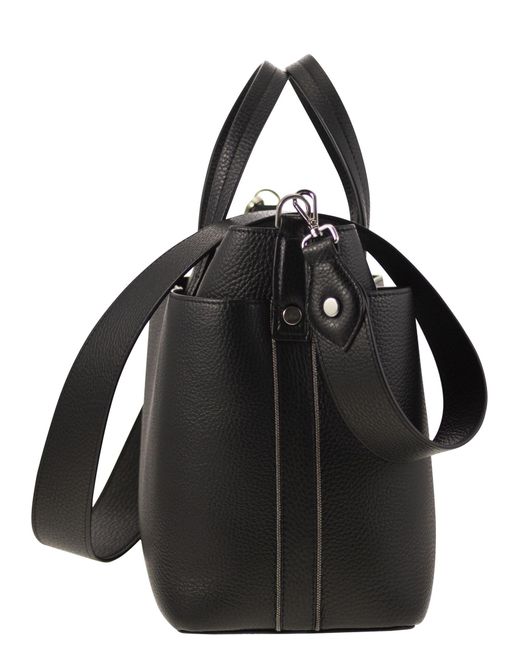 Fabiana Filippi Leather Bag With Diamond Thread in Black