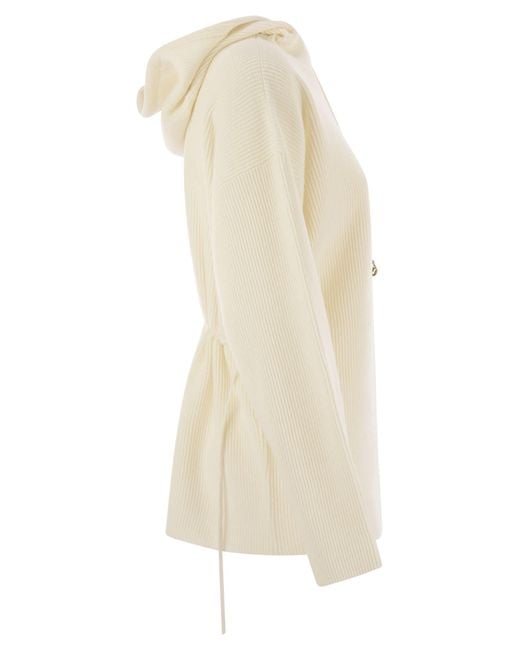 Fabiana Filippi Natural English Ribbed Hooded Sweater