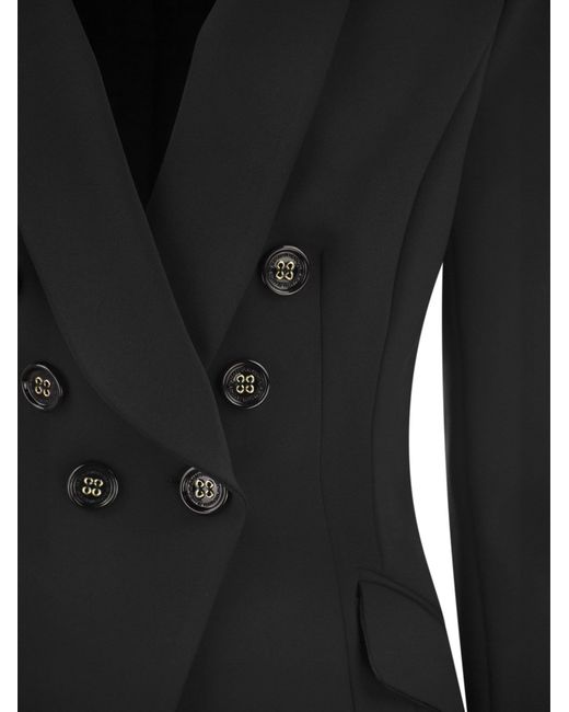 Elisabetta Franchi Black Double Breasted Crepe Jacket mit Schal -Revers