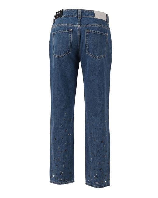7 For All Mankind Blue Calie Straight Ankle Dance With Crystals & Studs