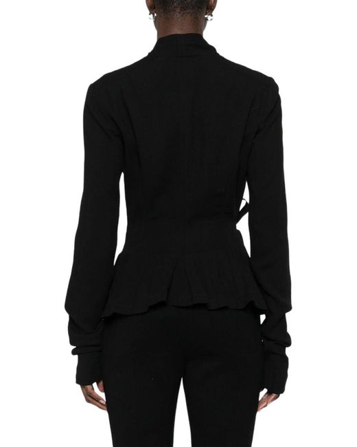 Rick Owens Black Wool Wrap Blazer Jacket