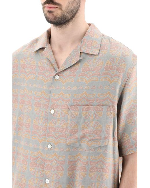 Camisa de manga corta Viscose de algodón de algodón portugués Portuguese Flannel de hombre de color White