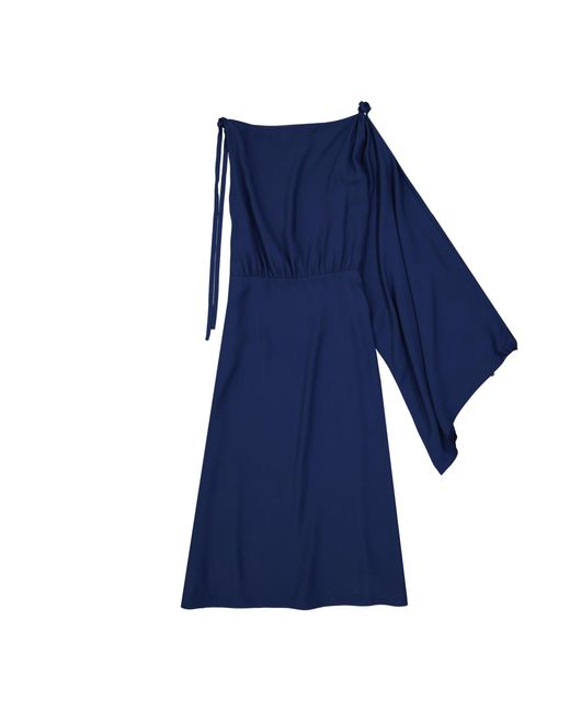 Prada Laaide Een Mouw Midi -jurk Uit in het Blue