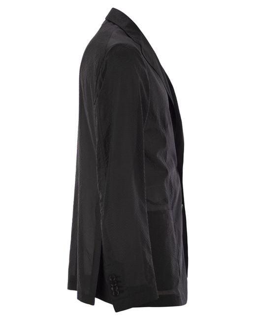Tagliatore Black Lightweight Technical Fabric Jacket for men