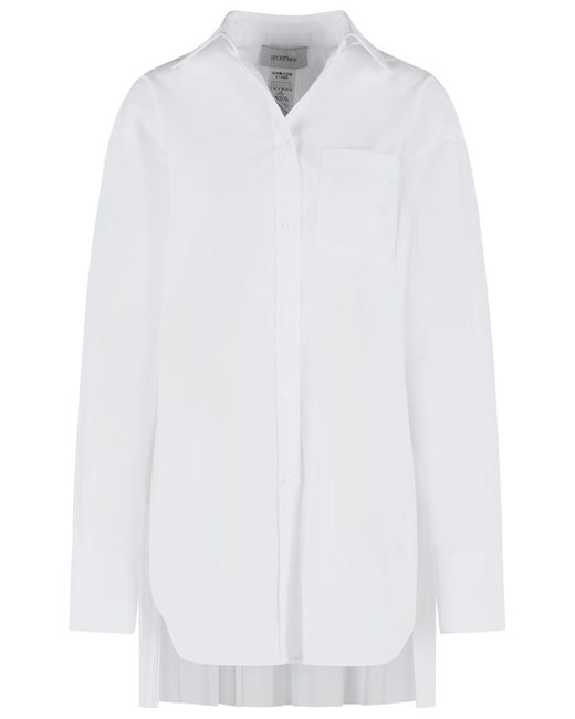 Sportmax White 'Nespolo' Cotton Blend Shirt Dress