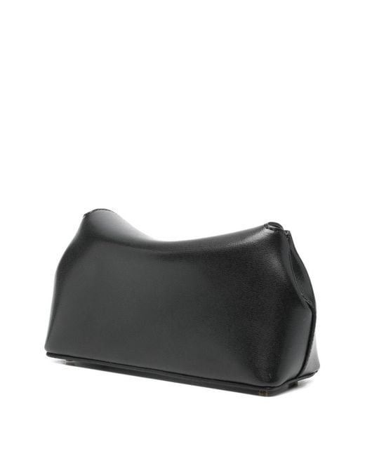 Totême Black T-Lock Mini Leather Clutch