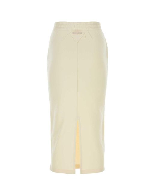 Prada White Cream Cotton Skirt