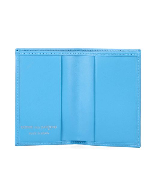 Comme des Garçons Blue Leather Bifold Wallet
