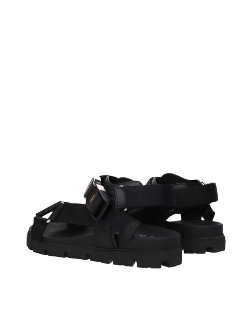 Prada Black Sandali Uomo Pelle Nero for men