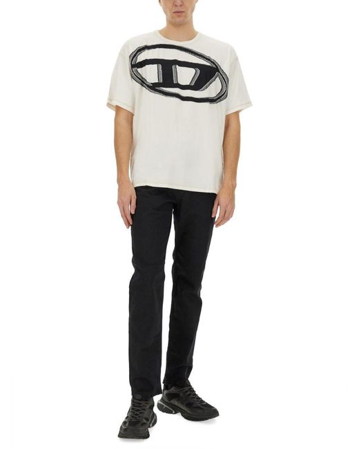 DIESEL Black Straight Mid Rise Jeans for men