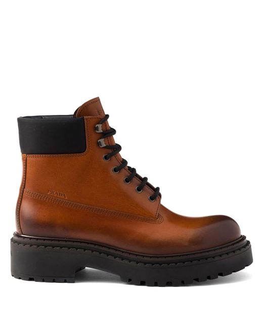 Prada Brown Leather Boots for men