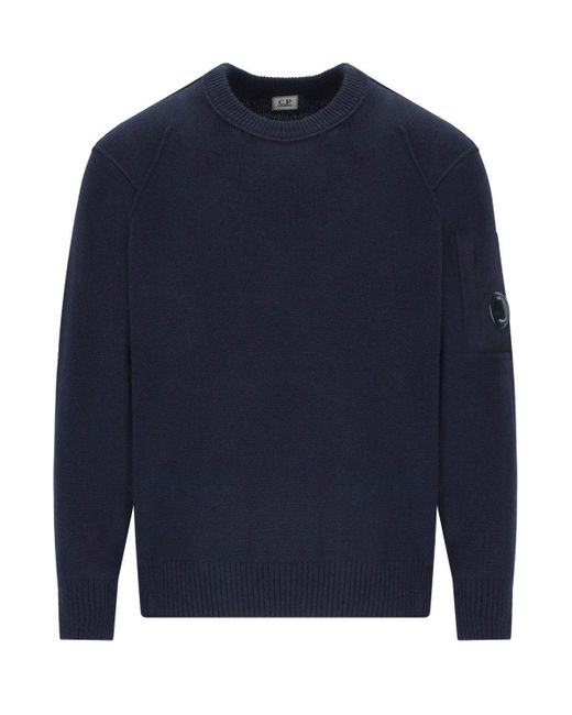 C P Company Blue Grs Total Eclipse Crewneck Jumper