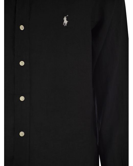 Shirt di lino adatta personalizzato di Polo Ralph Lauren in Black