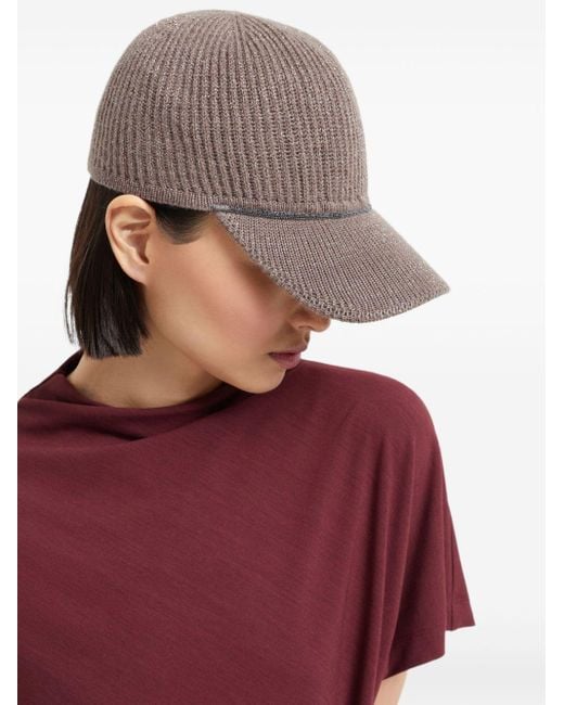 Brunello Cucinelli Brown Cashmere Baseball Cap
