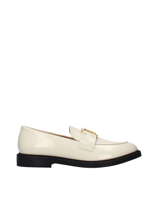 Chloé White Eggshell Leather Loafers