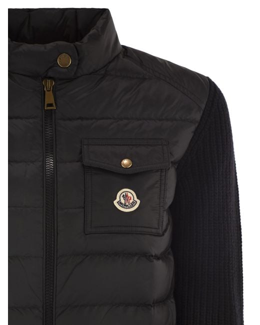 Cárdigan de lana acolchada de con cremallera Moncler de color Black