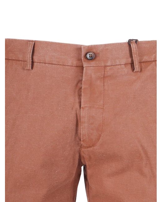 Berwich Red Ber_Muda Elax-Gd Pants Cotton Linen Elastane Bermuda Short for men