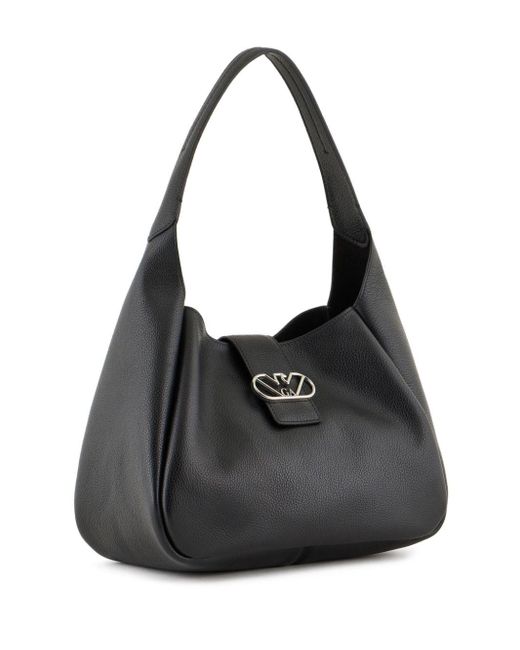 Emporio Armani Black Leather Medium Hobo Bag