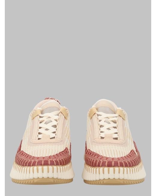 Chloé Pink Platform Lace-Up Sneakers