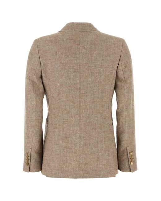 Max Mara Natural Cappuccino Linen Blend Targa Blazer