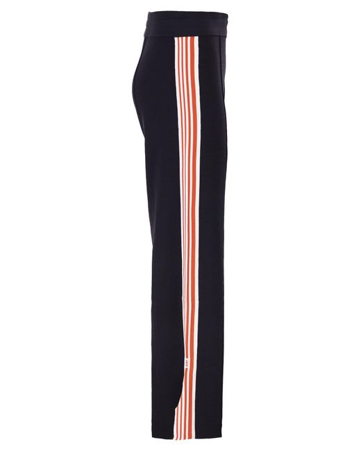 Autry Blue Viscose Track Trousers With Side Stripes