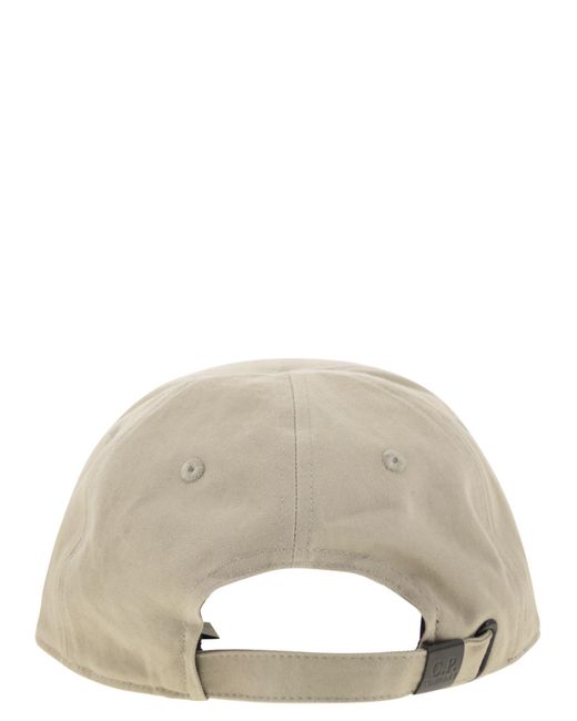C P Company Natural Hat With Visor And Embroidered Logo for men