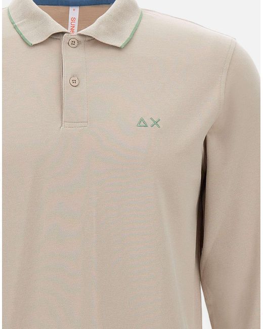 Sun 68 Taupe Polo Met Lange Mouwen in het White voor heren