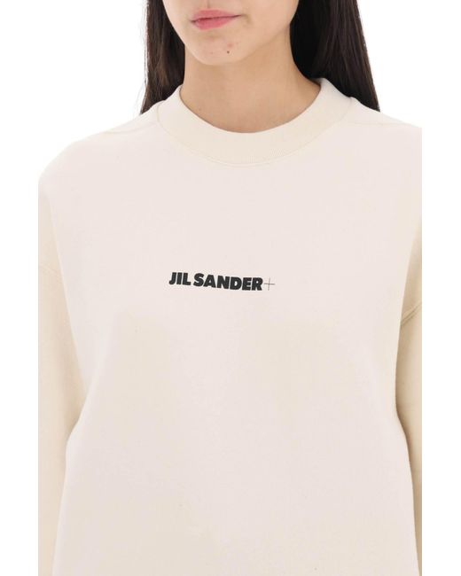 Jil Sander White Crew Neck Sweatshirt mit Logodruck