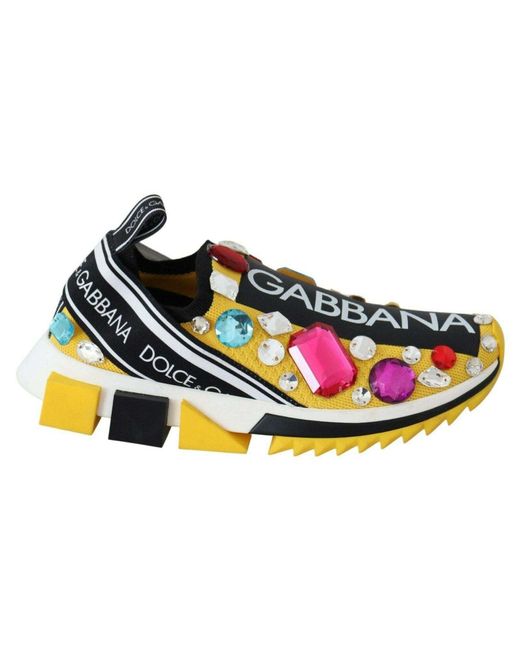 Zapatillas deportivas con cristales multicolor amarillo Dolce & Gabbana de  Tejido sintético de color Amarillo | Lyst