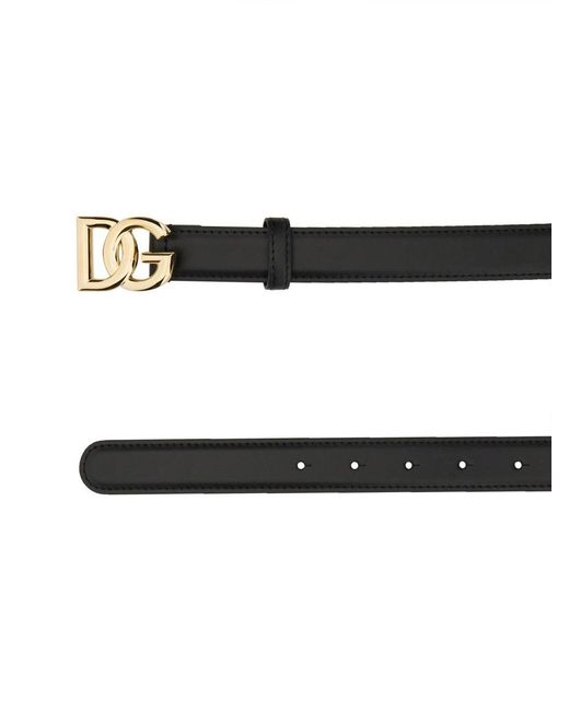 Dolce & Gabbana Black Elegant 2.5 Cm Fibbia Logo Belt For