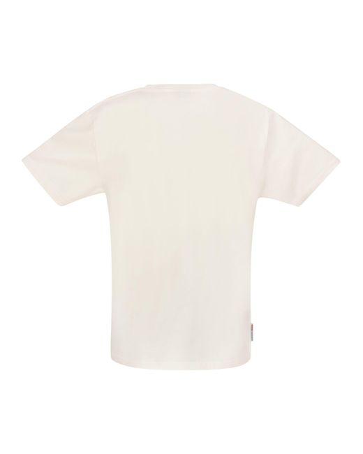 Autry White Ikonische Baumwoll -Crew -Nacken -T -Shirt