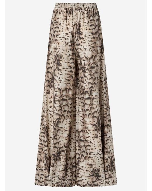 Pinko Natural Cotton Trousers With Animal Print