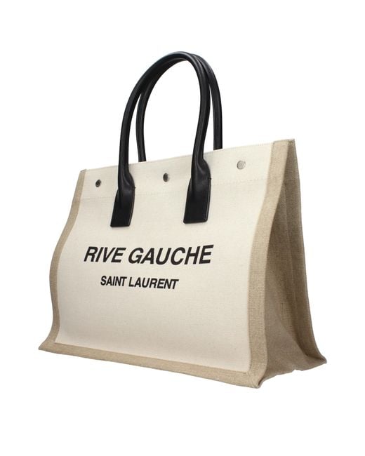 Saint Laurent Natural Handbag Rive Gauche Fabric
