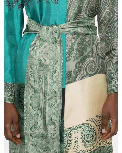 Pierre Louis Mascia Green Printed Silk Dress