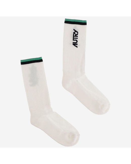 Autry White Cotton Socks With Logo