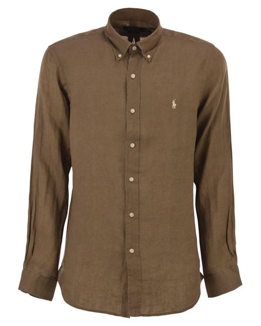 Polo Ralph Lauren Green Custom Fit Linen Shirt