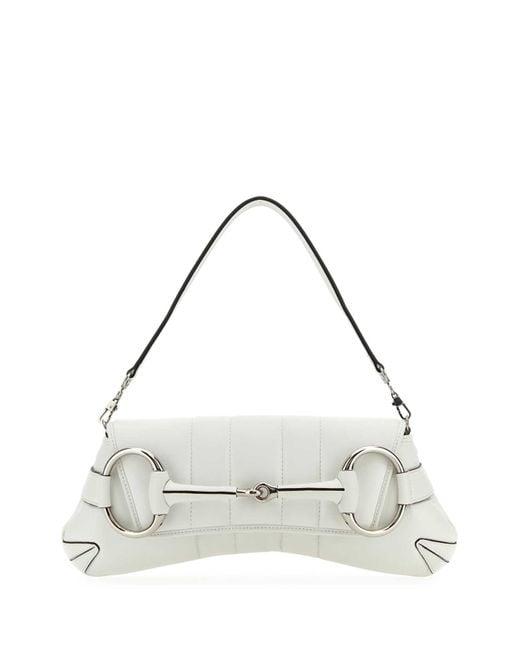Medium Horsebit Clutch di Gucci in White da Uomo